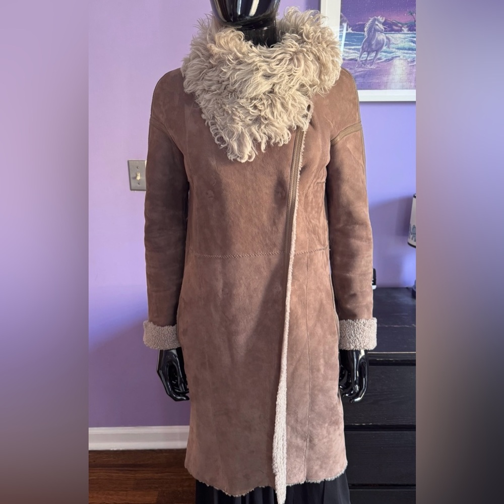 Yves Salomon Brown Lambskin Shearling Coat